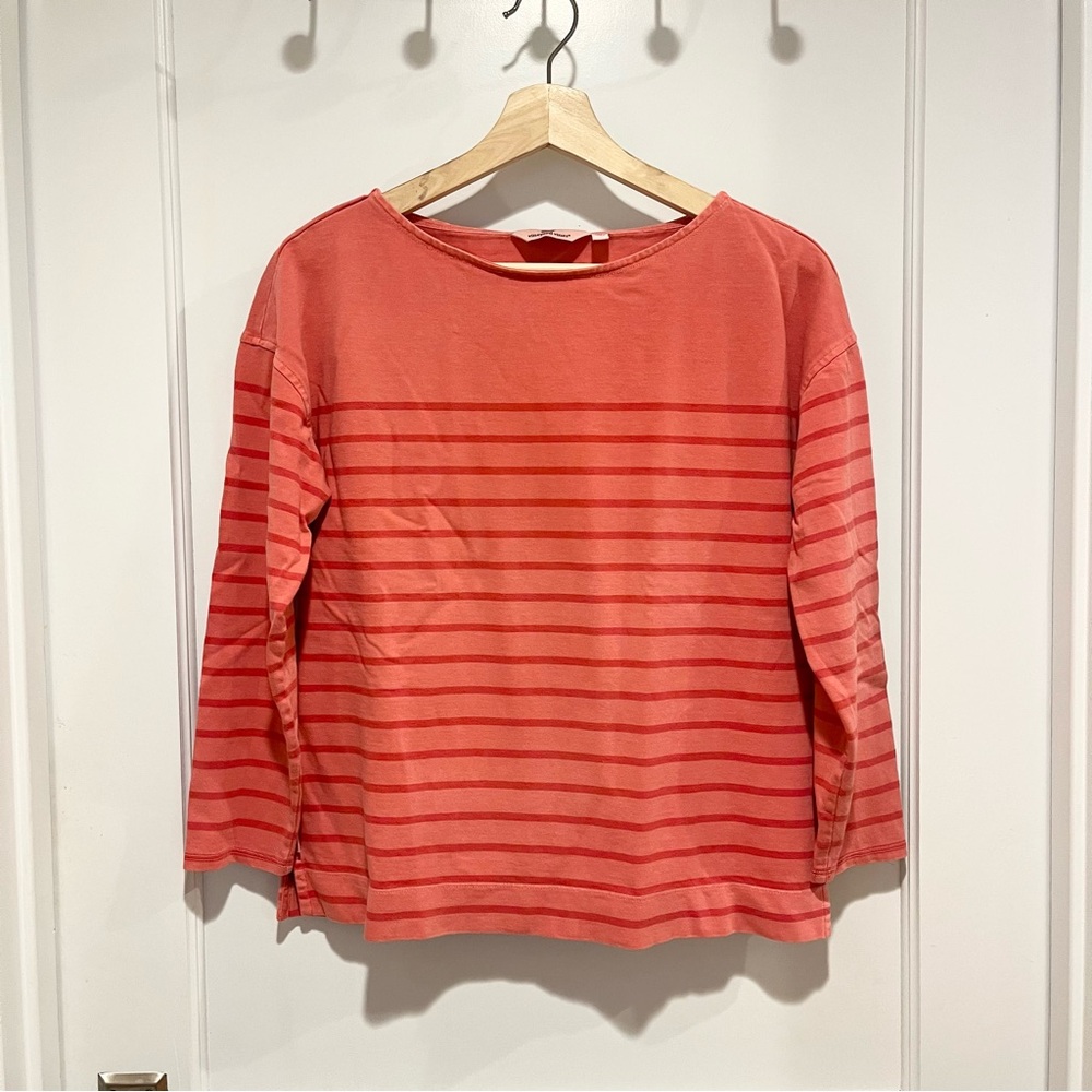Vineyard Vines Over-Dyed Striped Boatneck Top XS Cotton